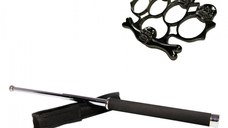 Set baston telescopic 65 cm argintiu + box-rozeta craniu negru