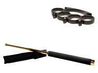 Set baston telescopic 65 cm auriu + box craniu negru - 8