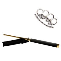 Set baston telescopic 65 cm auriu + pumnal/box craniu argintiu - 5