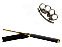 Set baston telescopic 65 cm auriu + pumnal craniu - 6