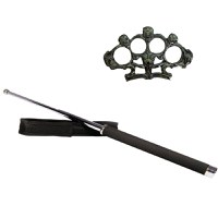 Set baston telescopic 65 cm si rozeta cu cranii, argintiu - 1