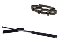 Set baston telescopic 66 cm + box craniu negru - 8