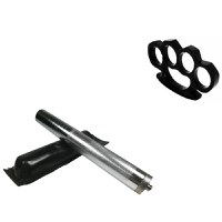 Set baston telescopic din otel, argintiu, 64 cm + box negru 1 cm grosime - 2