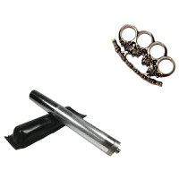 Set baston telescopic din otel, argintiu, 64 cm + pumnal craniu - 2