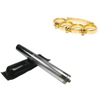 Set baston telescopic din otel, argintiu, 64 cm si box craniu auriu - 6