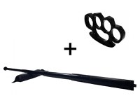 Set baston telescopic din otel, negru, 64 cm + box negru 0.5 cm grosime - 2