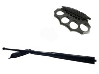 Set baston telescopic din otel, negru, 64 cm + box negru model nou - 5