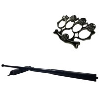 Set baston telescopic din otel, negru, 64 cm + box-rozeta craniu negru - 2