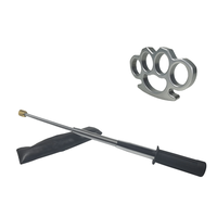 Set baston telescopic flexibil argintiu, maner cauciuc, 47 cm + box argintiu 0,5 cm grosime - 4