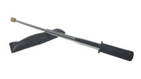 Set baston telescopic flexibil argintiu, maner cauciuc, 47 cm + pumnal/box craniu argintiu - 1