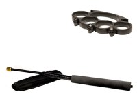 Set baston telescopic flexibil negru 47 cm + box craniu negru - 3