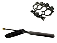 Set baston telescopic flexibil negru 47 cm + box, rozeta craniu negru - 3