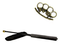 Set baston telescopic flexibil negru 47 cm + pumnal/box crani - 3