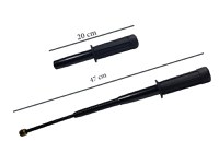Set baston telescopic flexibil negru maner tip tonfa 47 cm + box argintiu 0,5 cm grosime - 7