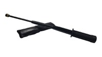 Set baston telescopic flexibil negru maner tip tonfa 47 cm + box argintiu 0,5 cm grosime - 1