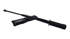 Set baston telescopic flexibil negru maner tip tonfa + pumnal/box craniu argintiu