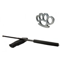 Set baston telescopic negru 50 cm + box argintiu 0.5 cm grosime - 1