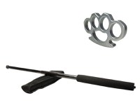 Set baston telescopic negru 50 cm + box argintiu 1 cm grosime - 4