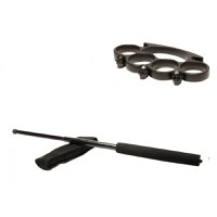 Set baston telescopic negru 50 cm + box craniu negru - 1