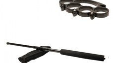 Set baston telescopic negru 50 cm + box craniu negru