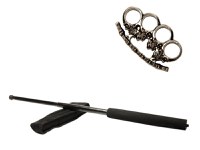 Set baston telescopic negru 50 cm + pumnal craniu - 1