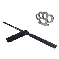Set baston telescopic Police, 49 cm + box argintiu 0,5 cm grosime - 2