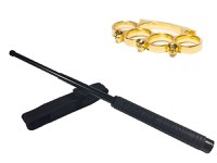 Set baston telescopic Police, 49 cm + box craniu auriu - 4