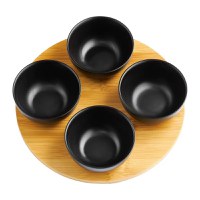 Set boluri rotunde, 5 piese, portelan negru, AMBITION Natural - 2
