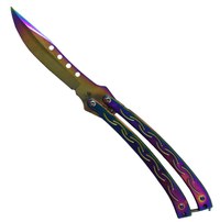 Set briceag butterfly, multicolor, 25 cm si cutit karambit, Rainbow, 19 cm, Otel inoxidabil - 2
