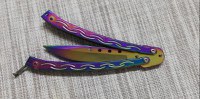 Set briceag butterfly, multicolor, 25 cm si cutit karambit, Rainbow, 19 cm, Otel inoxidabil - 3