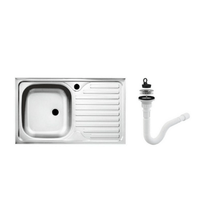 Set chiuveta masca ,inox,cuva stanga ,Raulconstruct ,80x50 cm,baterie lebada flexibila cu  sifon de scurgere - 1