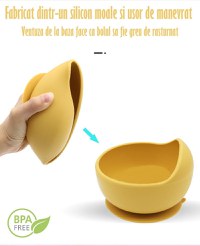 Set Complet Diversificare din Silicon, Farfurie cu Tacamuri, Bavetica, Cana-Pahar, Bol cu Lingura si Furculita, Olive - 14