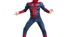 Set costum Spiderman cu muschi si manusa cu ventuze si figurina, DEPOX®, marime