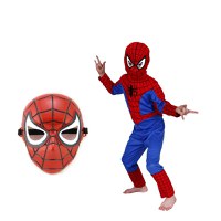 Set costum Spiderman IdeallStore, marimea L, 7-9 ani, masca si manusa cu lansator, rosu - 3