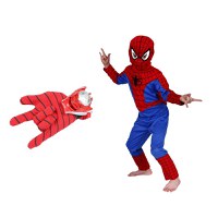 Set costum Spiderman IdeallStore, marimea L, 7-9 ani, masca si manusa cu lansator, rosu - 4