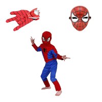 Set costum Spiderman IdeallStore, marimea L, 7-9 ani, masca si manusa cu lansator, rosu - 1