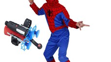 Set costum Spiderman L, 120-130 cm si lansator cu ventuze