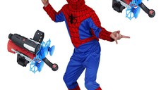 Set costum Spiderman M, 110-120 cm si doua lansatoare cu ventuze