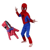 Set costum Spiderman, marime 3-5 ani, doua lansatoare si masca plastic LED, rosu - 6