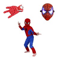Set costum Spiderman marimea M, masca LED si manusa cu lansator - 1