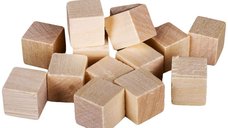 Set cuburi lemn, 49 bucati, dimensiuni 1.5 x 1.5 x 1.5 cm, culoare naturala