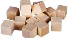 Set cuburi lemn, 49 bucati, dimensiuni 1.5 x 1.5 x 1.5 cm, culoare naturala