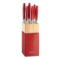 Set cutite, 7 piese, bloc lemn rosu, AMBITION Ombre - 1