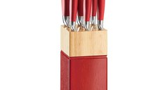 Set cutite, 7 piese, bloc lemn rosu, AMBITION Ombre