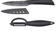 Set cutite AMBITION Skiv, 2 piese, include curatator legume, negru, lama ceramica