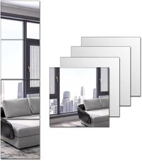 Set de 16 oglinzi acrilice autoadezive, pentru decorarea peretilor, 20x20cm, argintiu - 2