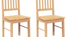 Set de 2 scaune de sufragerie din lemn masiv de cauciuc
