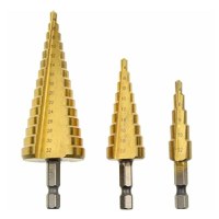 Set de 3 burghii din otel acoperite cu titan, Auriu - 5
