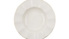 Set de masa din portelan 24 piese Hermia, crem si auriu