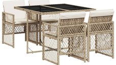 Set de mobilier de gradina 5 piese bej din poliratan cu perne confortabile